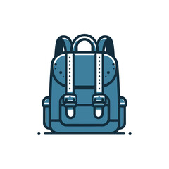 A stylish blue backpack with detailed stitching, set against a minimalistic background