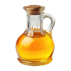 Clear glass oil jug with golden liquid