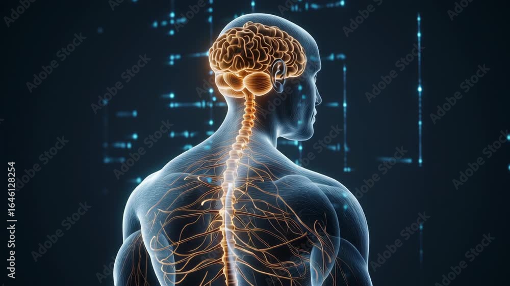 Poster exploring the human nervous system with detailed diagrams and insights into its functions