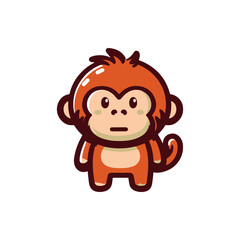 Cartoon monkey character standing upright with a curious expression against a plain background