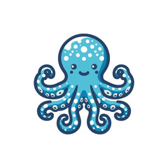Cartoon octopus with a cheerful expression, showcasing vibrant colors and playful design