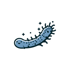 Cartoon representation of a bacterium with sparkles, symbolizing microbiological activity