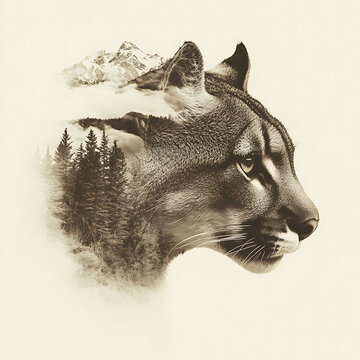 3d Mountain Lion Laser Engrave File, 3d illusion, lightburn, laser file png