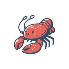 Cartoon-style lobster with cheerful expression, set against a simple white background, ideal for children's illustrations