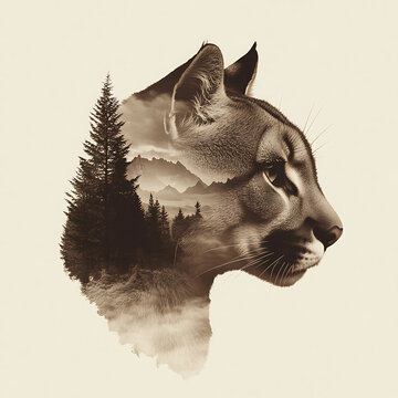 3d Mountain Lion Laser Engrave File, 3d illusion, lightburn, laser file png