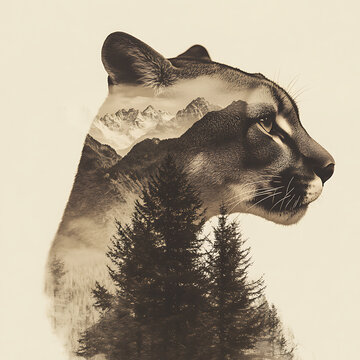 3d Mountain Lion Laser Engrave File, 3d illusion, lightburn, laser file png