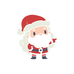 Cheerful cartoon Santa Claus character pointing with a festive background for holiday themes
