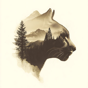 3d Mountain Lion Laser Engrave File, 3d illusion, lightburn, laser file png