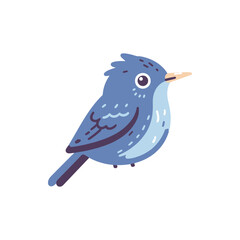 Colorful blue bird illustration perched, showcasing vibrant feathers, isolated on white