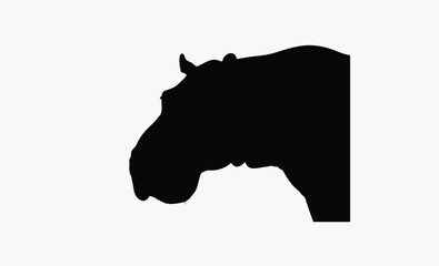 Hippo silhouette, wild animal vector, large mammal icon, Minimalist hippo silhouette vector for print 