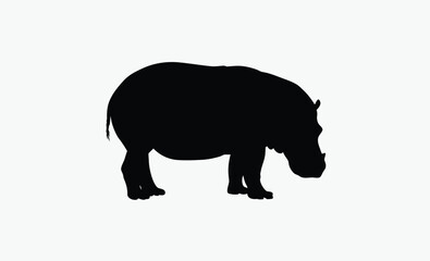 Hippo silhouette, wild animal vector, large mammal icon, Minimalist hippo silhouette vector for print 