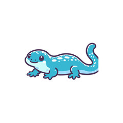 Colorful cartoon salamander crawling on a white background, showcasing its vibrant features