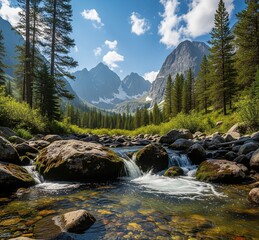 mountain river in yosemite national park