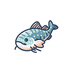 Colorful illustration of a fish swimming gracefully, set against a minimalist white background