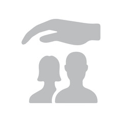 Couple coverage hand icon