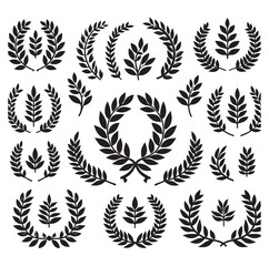 "Premium Laurel Badge Collection &ndash; Emblems of Achievement & Honor"