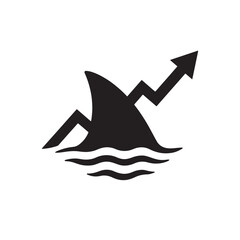 Shark fin shaped financial graph arrow