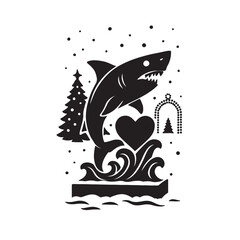 Shark ice sculpture at a winter festival.