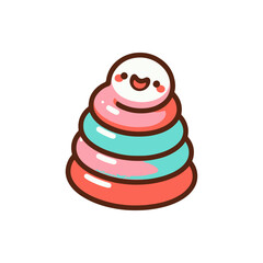 Colorful stacking toy with a smiling face, set against a simple white background, ideal for children's play