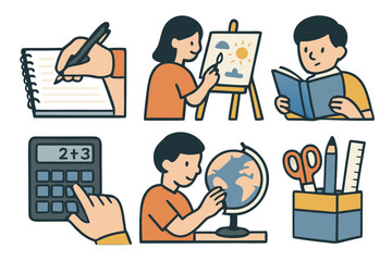 vector illustration of a set of back to school