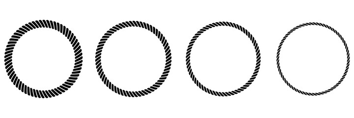 Round ropes shapes set. Different thickness circular ropes collection for decoration. Vector illustration isolated on white.  © Віталій Баріда