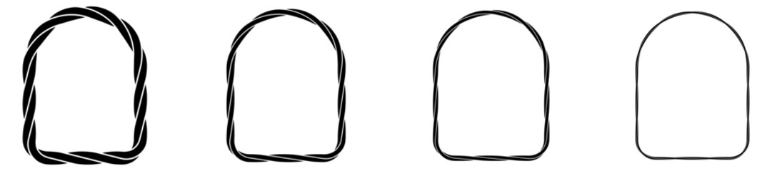 Set of nautical ropes shapes silhouette. Arch rope frames collection. Vector illustration isolated on white. © Віталій Баріда