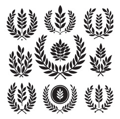 "Laurel Wreath Vector Set | Award & Certificate Badge AI Designs"