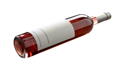 Elegant Rose Wine Bottle with Blank Label on Black Background