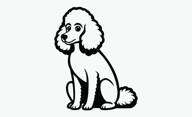 Poodle silhouette, fancy dog vector, walking pet icon, 