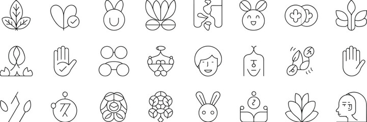 Minimal Wellness and Nature Icons Set, Modern Line Art Symbols for Health, Eco Lifestyle, Meditation, and Natural Products Branding