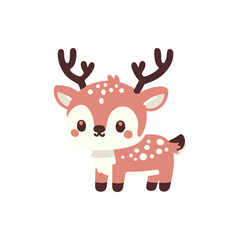 Cute cartoon deer character with antlers standing against a plain background, ideal for children's design