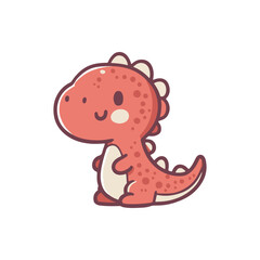 Cute cartoon dinosaur character standing with a friendly expression on a white background