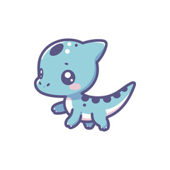 Cute cartoon dinosaur character with a playful expression, set against a simple white background