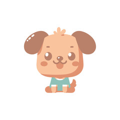 Cute cartoon dog character sitting in a playful pose, wearing a teal shirt, against a simple background