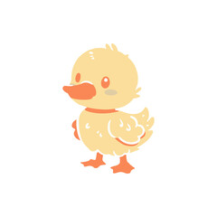 Cute cartoon duckling standing cheerfully with a bright, simple background illustrating innocence