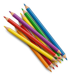 Fototapeta premium Bundle of colored pencils tied together for drawing and artistic