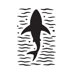 Top-down drone shot of a shark in clear turquoise water