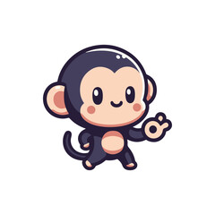 Cute cartoon monkey character with a friendly gesture, set against a simple white background