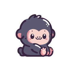 Cute cartoon monkey character sitting playfully with a joyful expression in a bright background