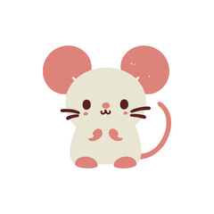 Cute cartoon mouse character with oversized ears and a playful expression on a white background