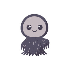 Cute cartoon octopus character with a smiling face and wavy tentacles on a white background