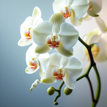 Orqu&iacute;dea blanca elegante en flor con fondo suave