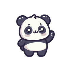 Cute cartoon panda waving cheerfully with a simple background, ideal for children's content