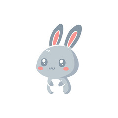 Cute cartoon rabbit character with big eyes and pink ears, set against a plain white background