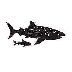 Whale shark with remora fish attached