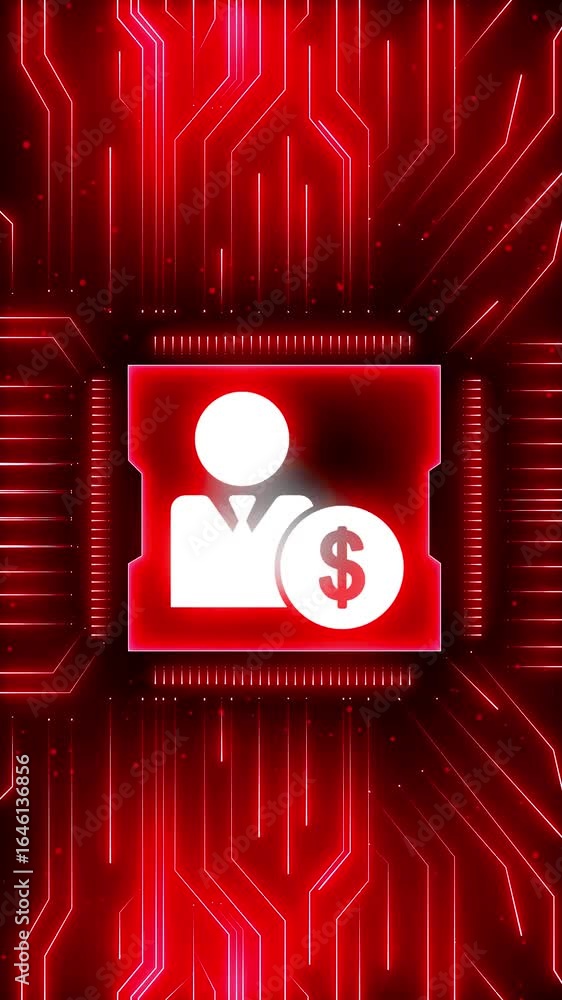 Poster glowing money bag with dollar sign on dark background, symbolizing wealth, finance, investment and m
