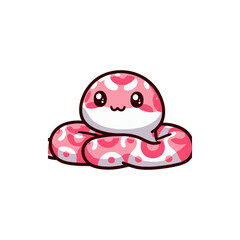 Cute cartoon snake character with a playful expression, sitting on a white background