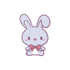 Cute pastel-colored bunny with a bow, sitting against a plain background, ideal for children's themes