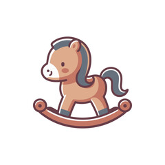 Cute rocking horse toy with a smiling face on a white background, perfect for children's decor