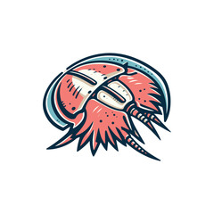 Detailed illustration of a horseshoe crab showcasing its unique anatomy against a plain background